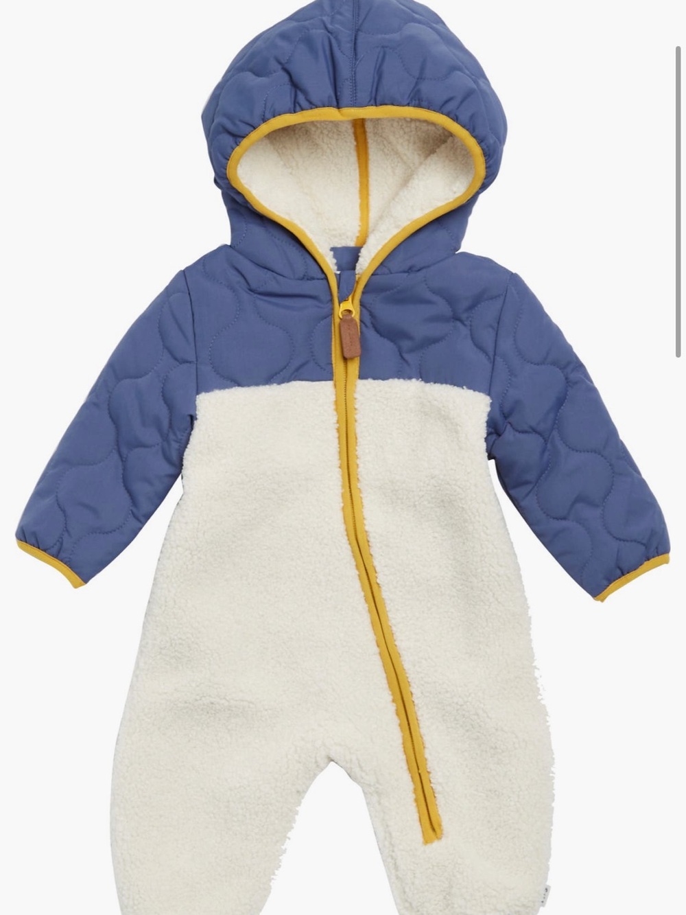 Sammy + Nat High Pile Fleece Quilted Hooded Baby Romper | 6–12 Months